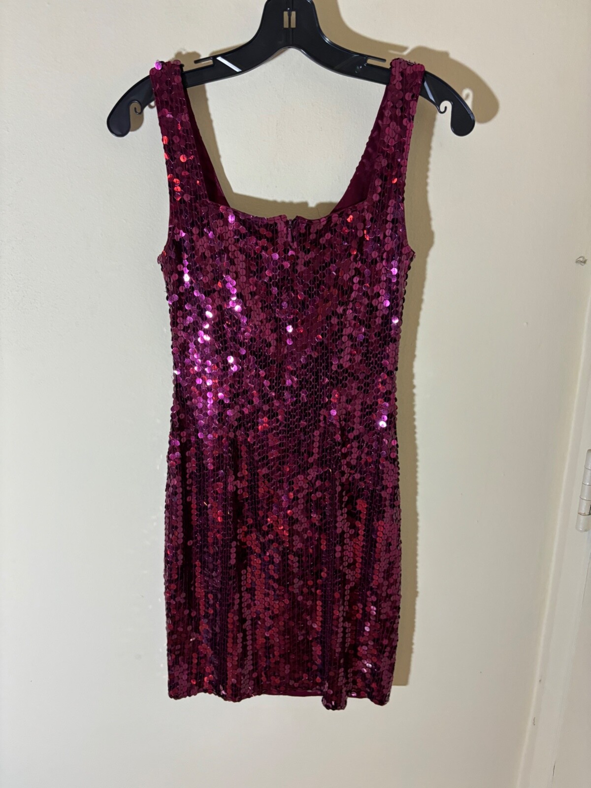 Vtg 90s NITELINE Della Roufogali Dress 2 Purple SEQUIN Mob Wife MERMAID COCKTAIL