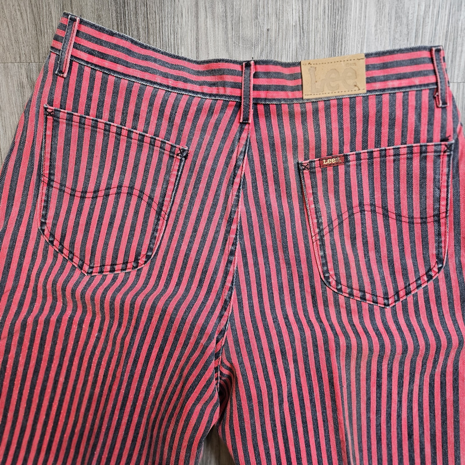 NOS 80s/90s Lee Red&Black Hickory Railroad Striped Women’s Jeans 32×27.5 VTG