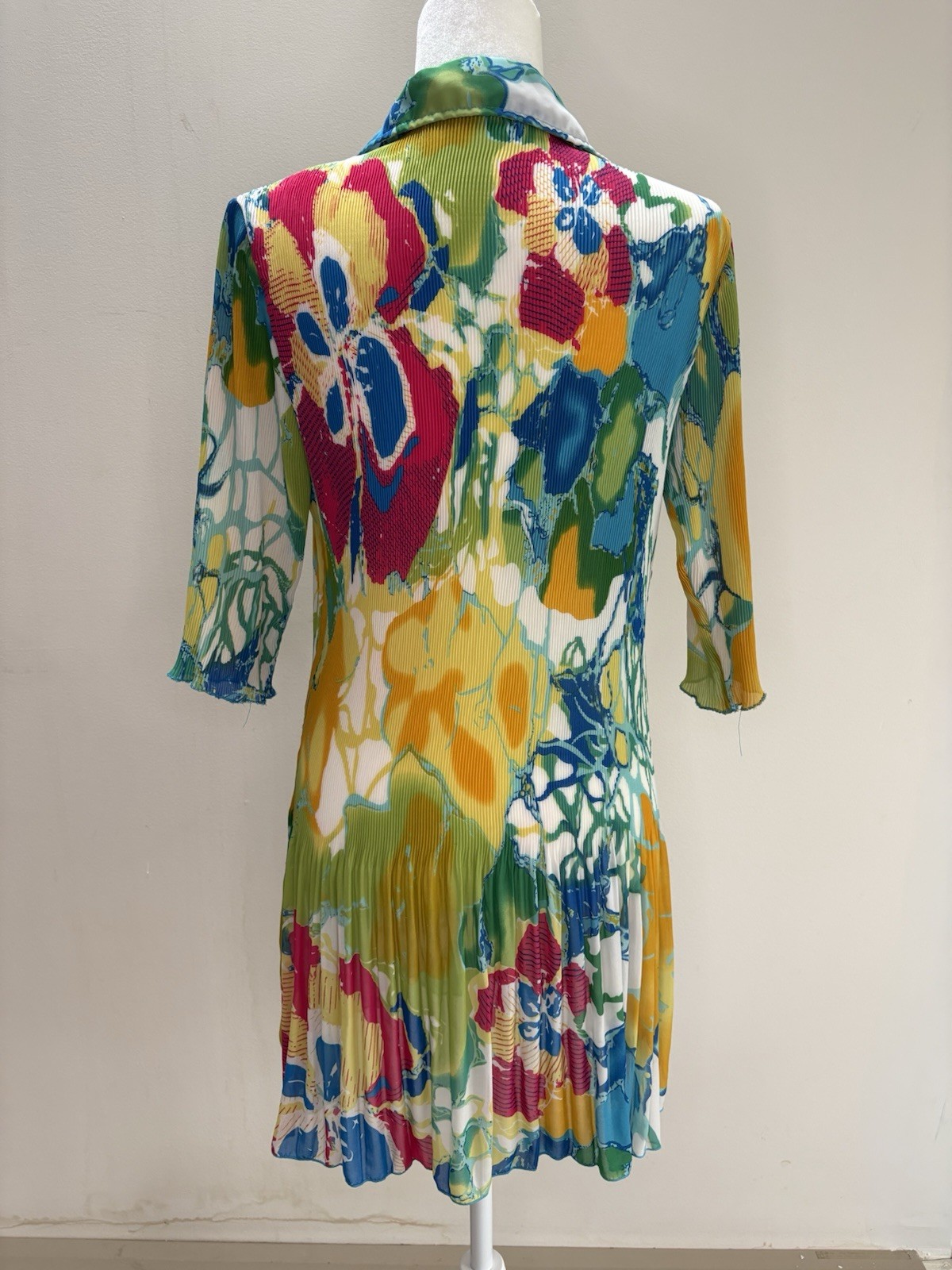 Rossi Roma Vintage Y2K Pleated Dress Womens Large Colorful
