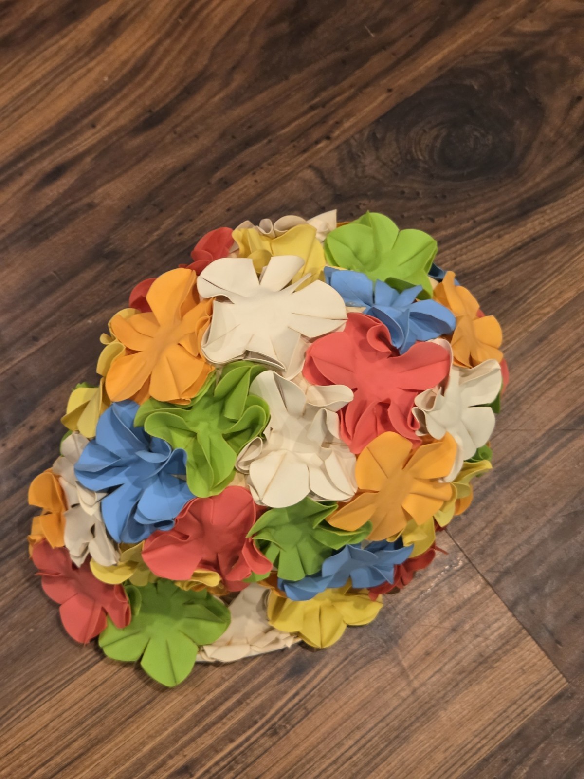 Vtg Mid-Century Retro Floral Petal Swim Cap Colorful Rubber Bathing Hat 60s Glam