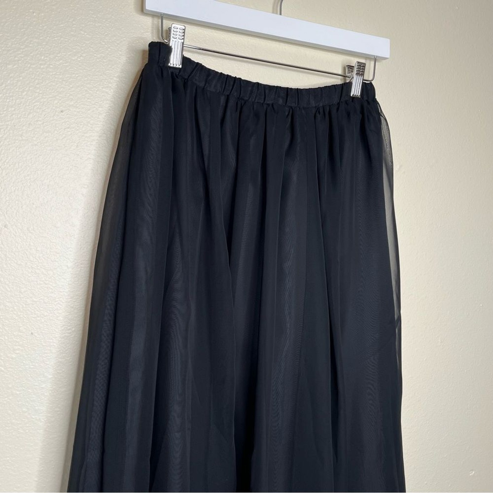 Vintage Bedford Fair Lifestyles Black Chiffon Maxi Skirt Women Size 10 Pull On