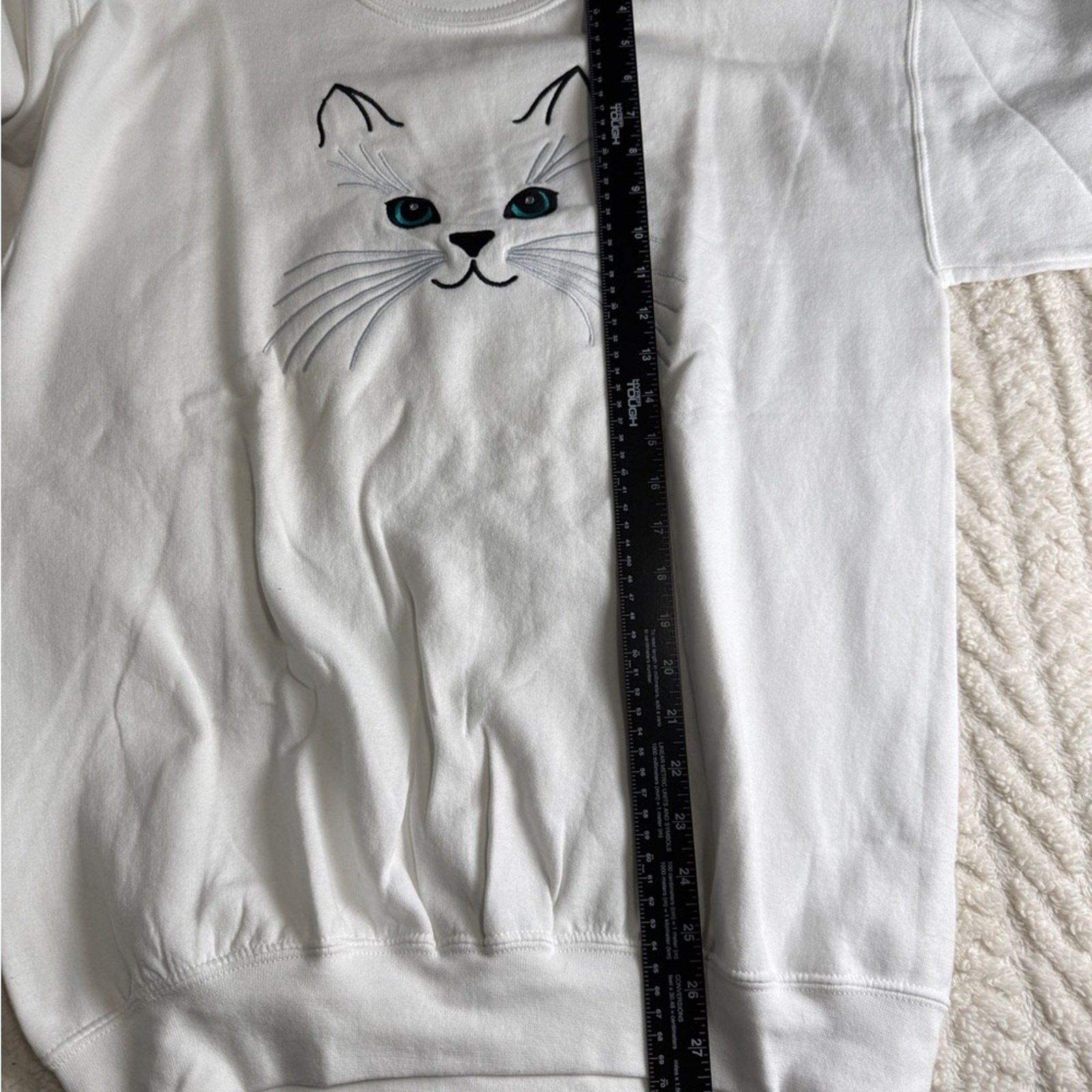 Vintage 80’s 90’s Top Stitch Embroidered Cat Kawaii Girlhood Grandmacore