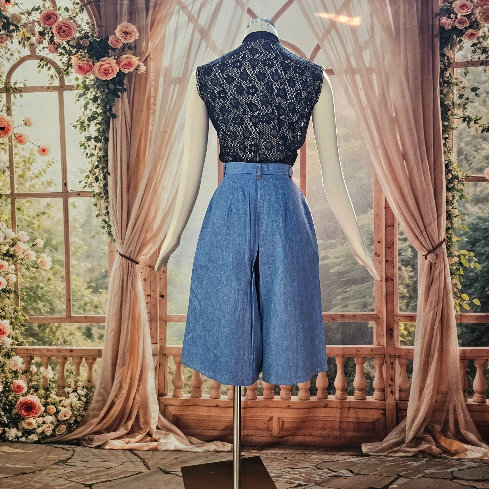 Vintage 1970s Sears The Fashion Place Denim Culottes High Waist Gaucho Pants