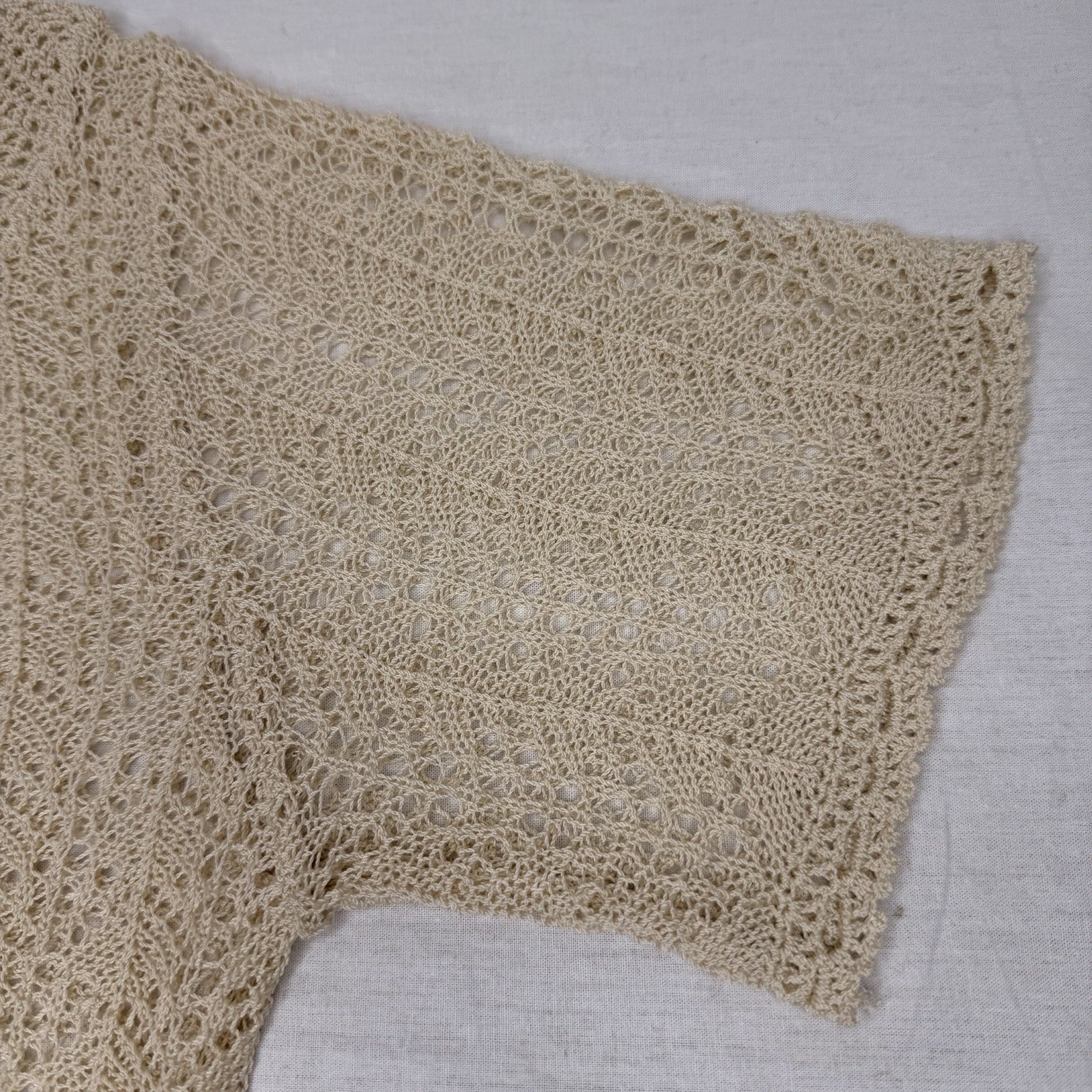 Vintage Handmade Crochet Cardigan Cream Cottagecore Fairycore Lace Top