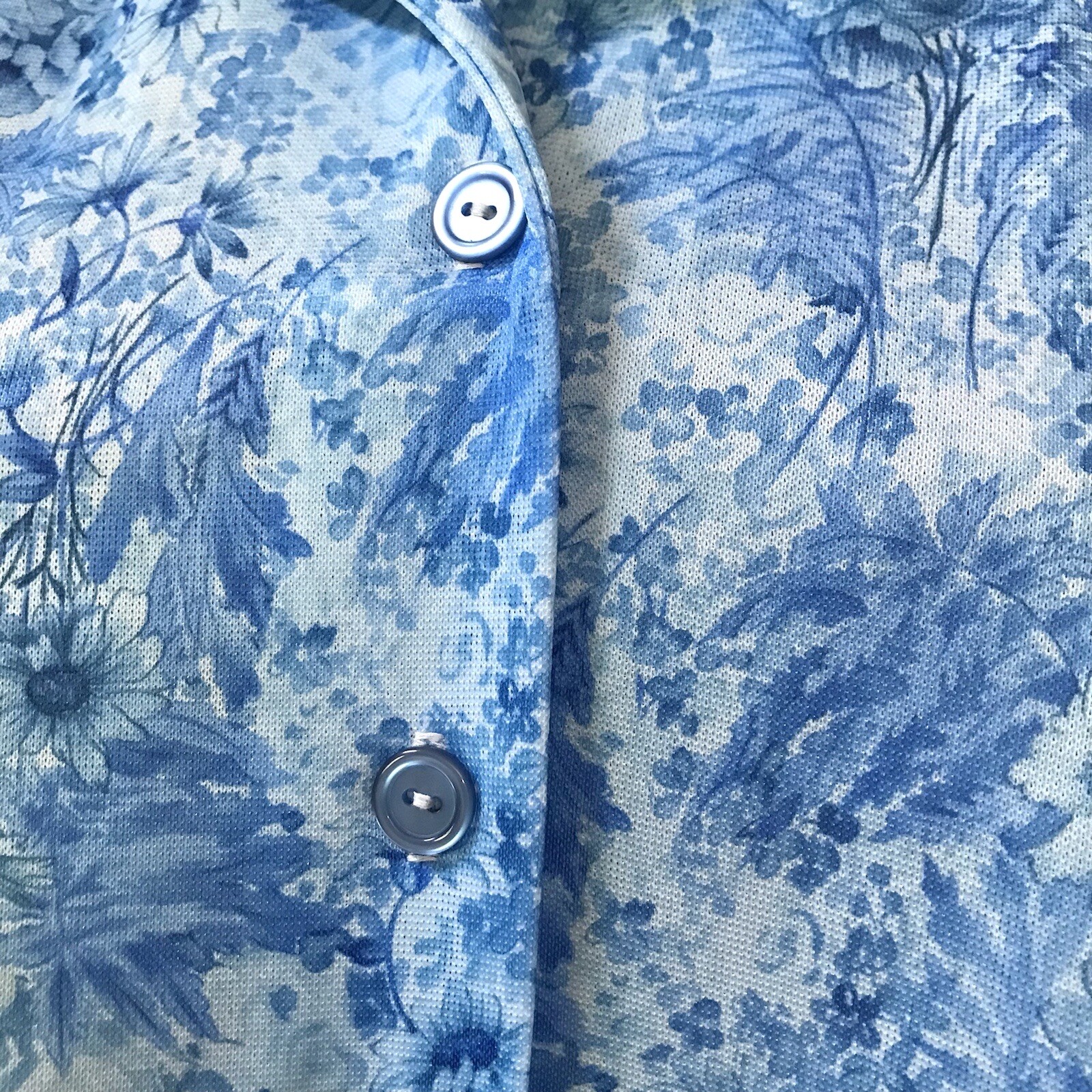 A Nancy Frock Shirt Dress Vintage Size 14 Blue Floral Short Sleeve Wear Anywhere