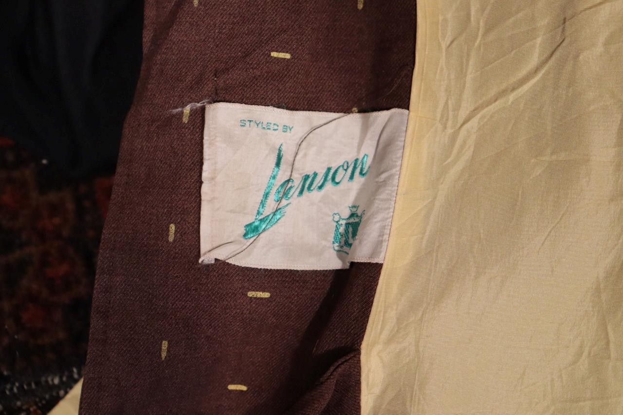 Vintage 1950’s Long Brown Gabardine Print Coat Size Medium Excellent Condition