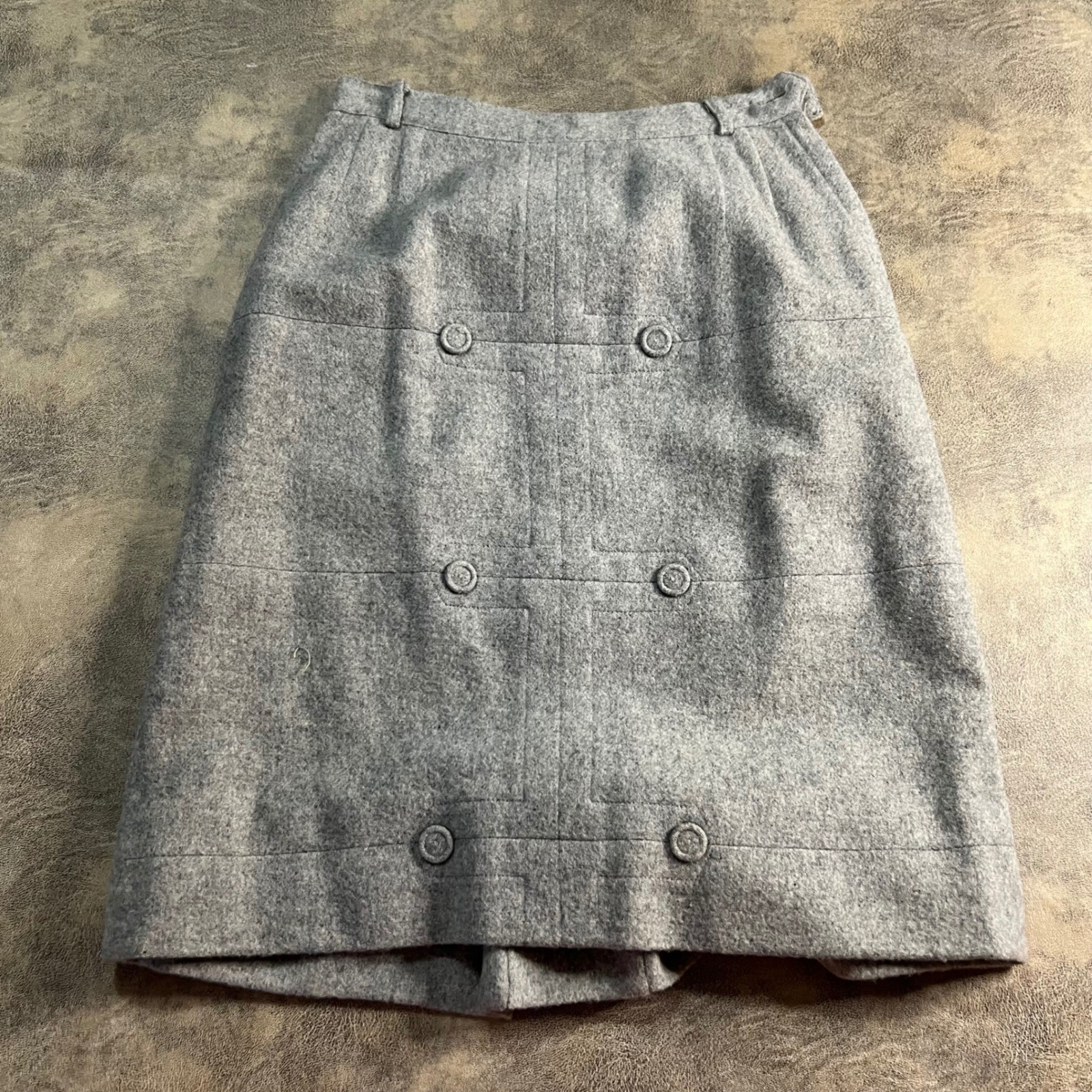 Sid Harris Wool Camel Hair Skirt Womens 26″ Waist Grey True Vintage Midi