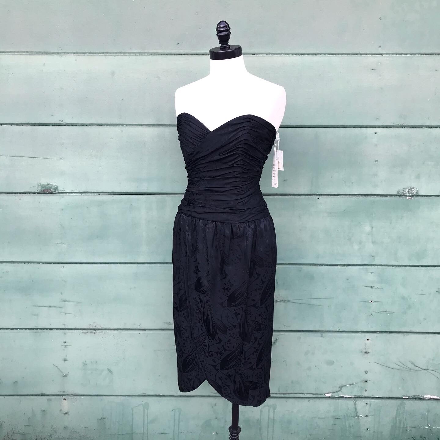 Deadstock NWT 1980’s Vintage 80s 1990’s 90s Black Silk Party Cocktail Dress S M