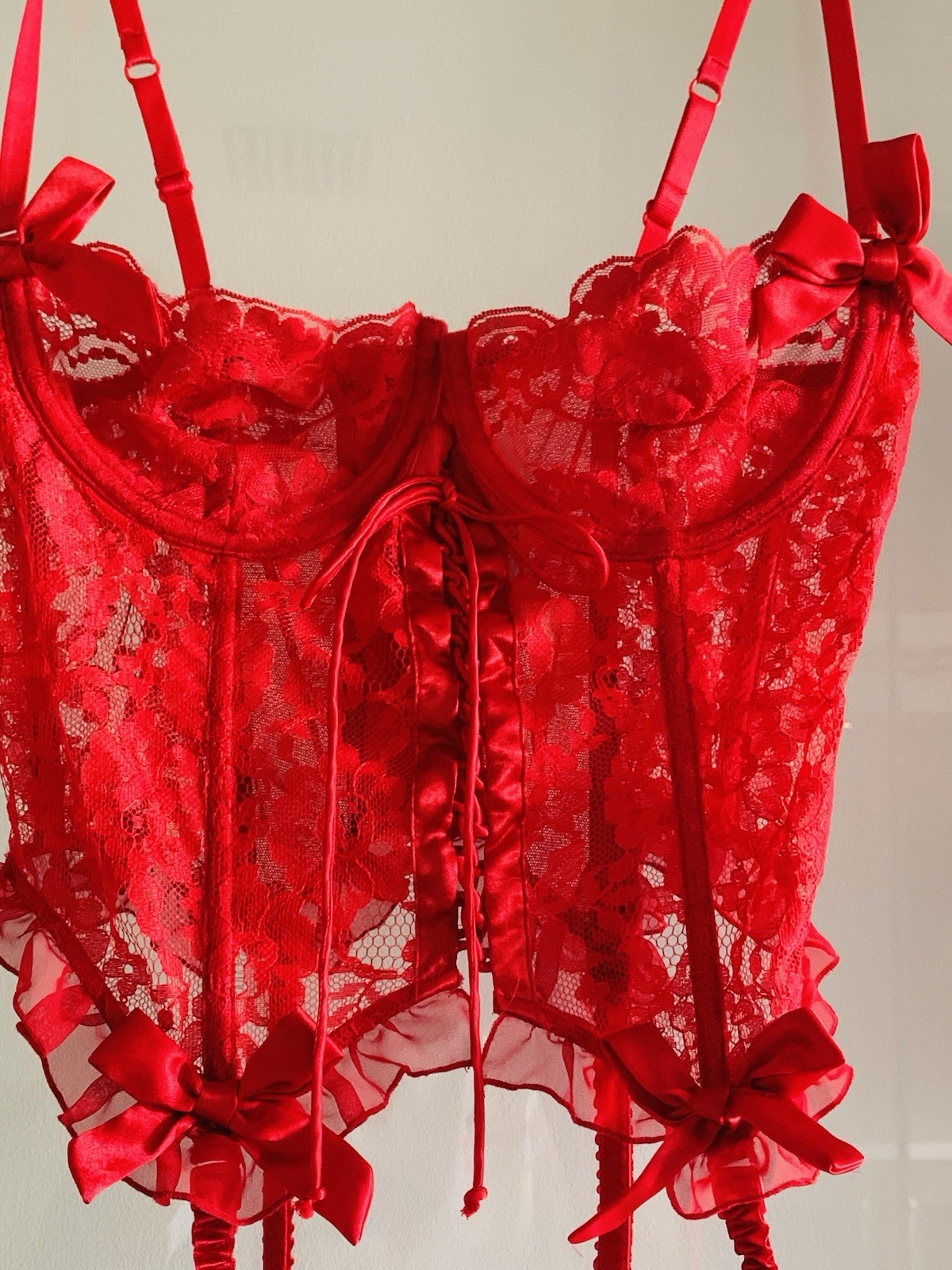 Vintage Y2K Victoria’s Secret Gold Label Red Sexy Bustier Corset Set 34B Small