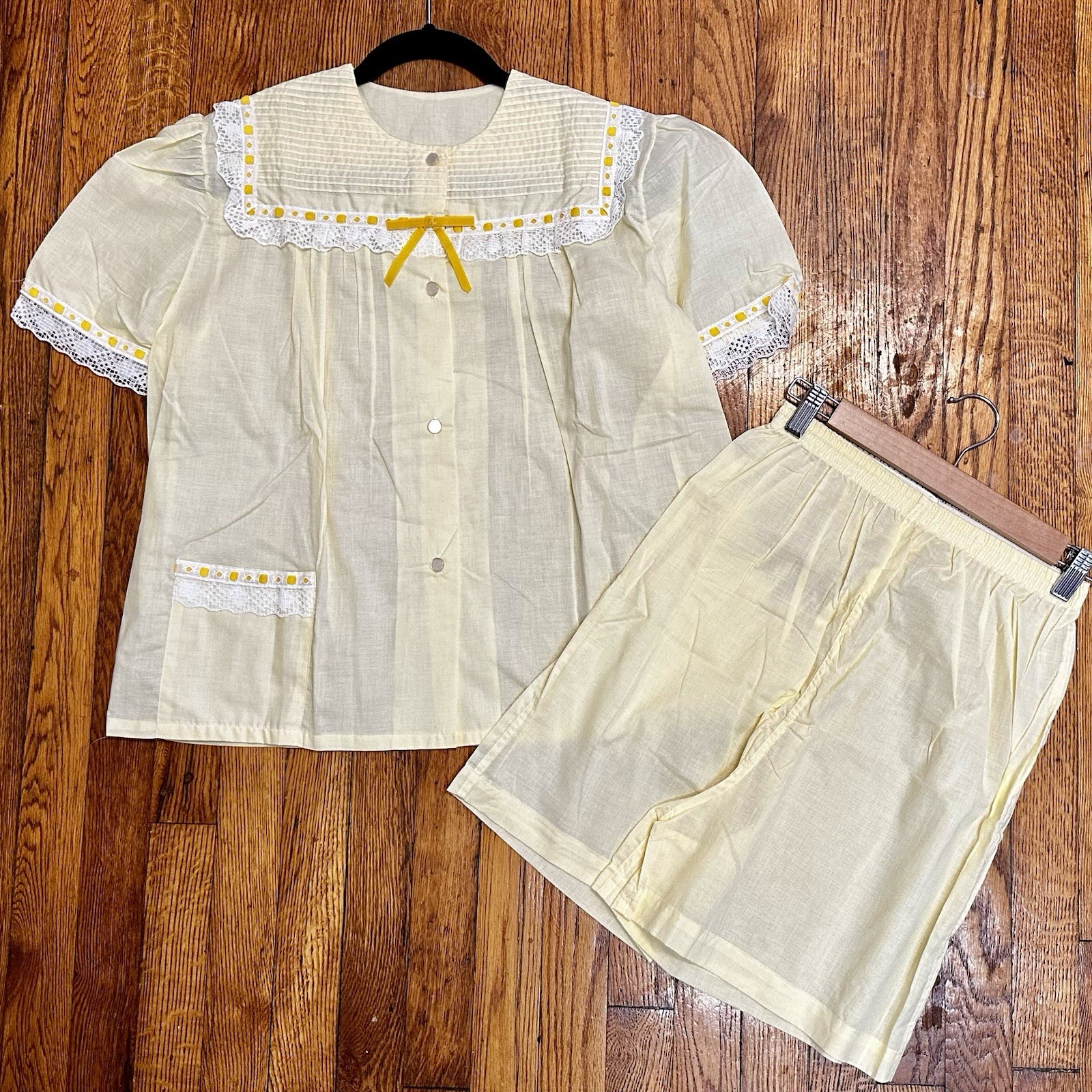 ✨ Vintage Lewis Frimel 1960s Yellow Pajama Set Women Excellent Cond Medium ✨