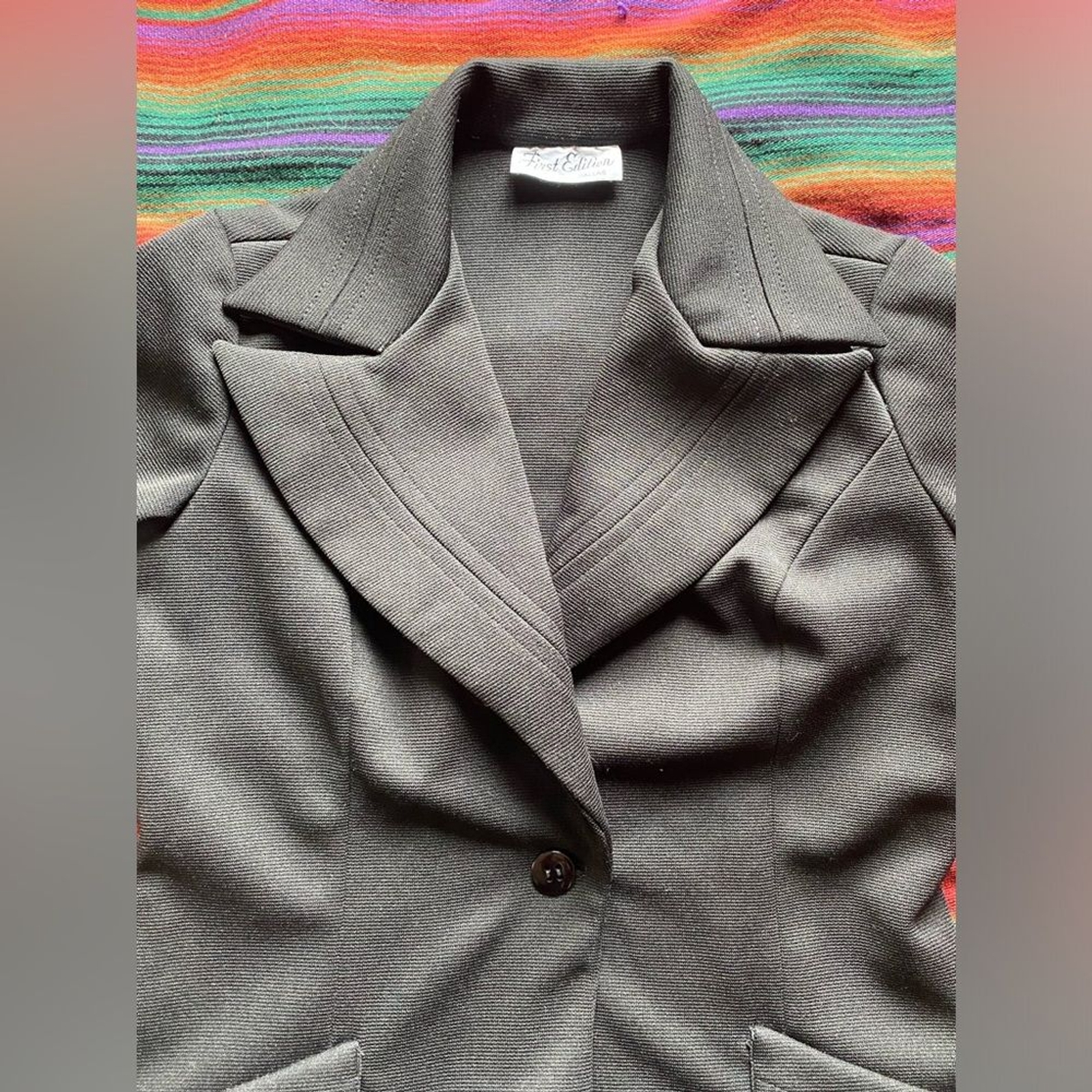 Vintage 1970’s First Edition Dallas Polyester Blazer. Rad Pointed collar! S/M