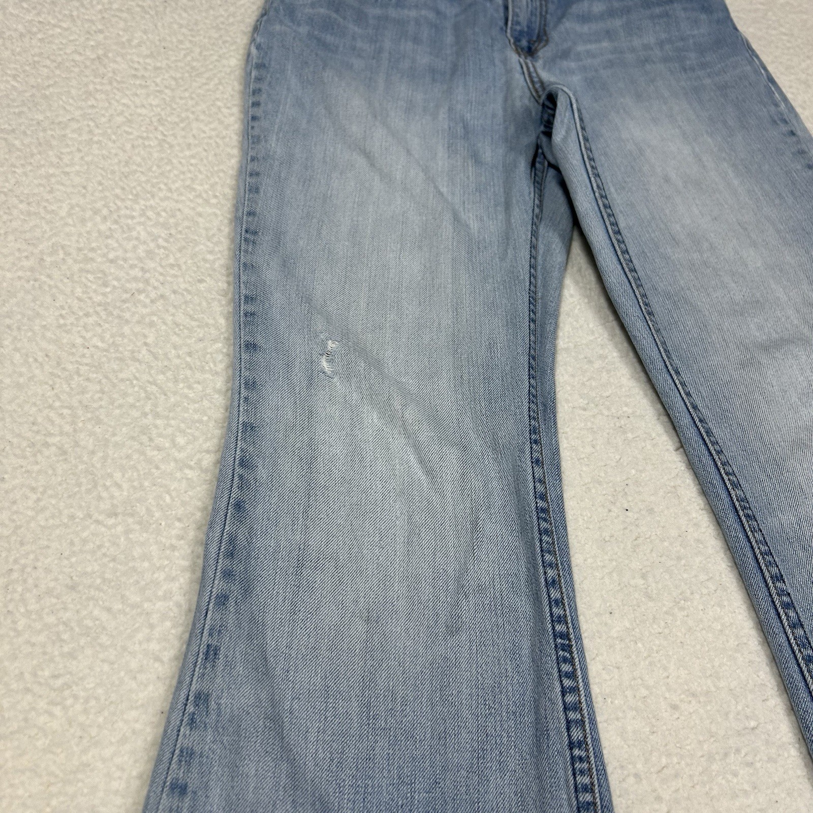 Vtg Levis Orange Tab Flare Leg Jeans Womens Sz 29 Light Wash Blue Denim Casual