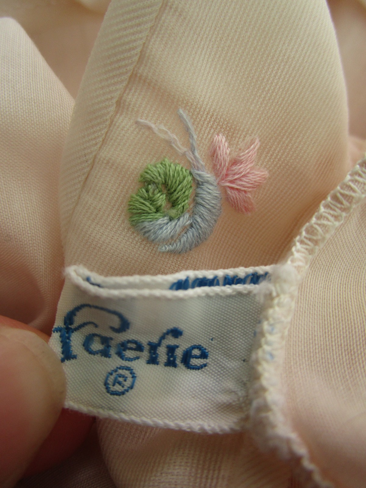 Vtg 60s Faerie Dacron Nylon Cotton Embroidery Trim Thin Nightgown Slip Dress 32
