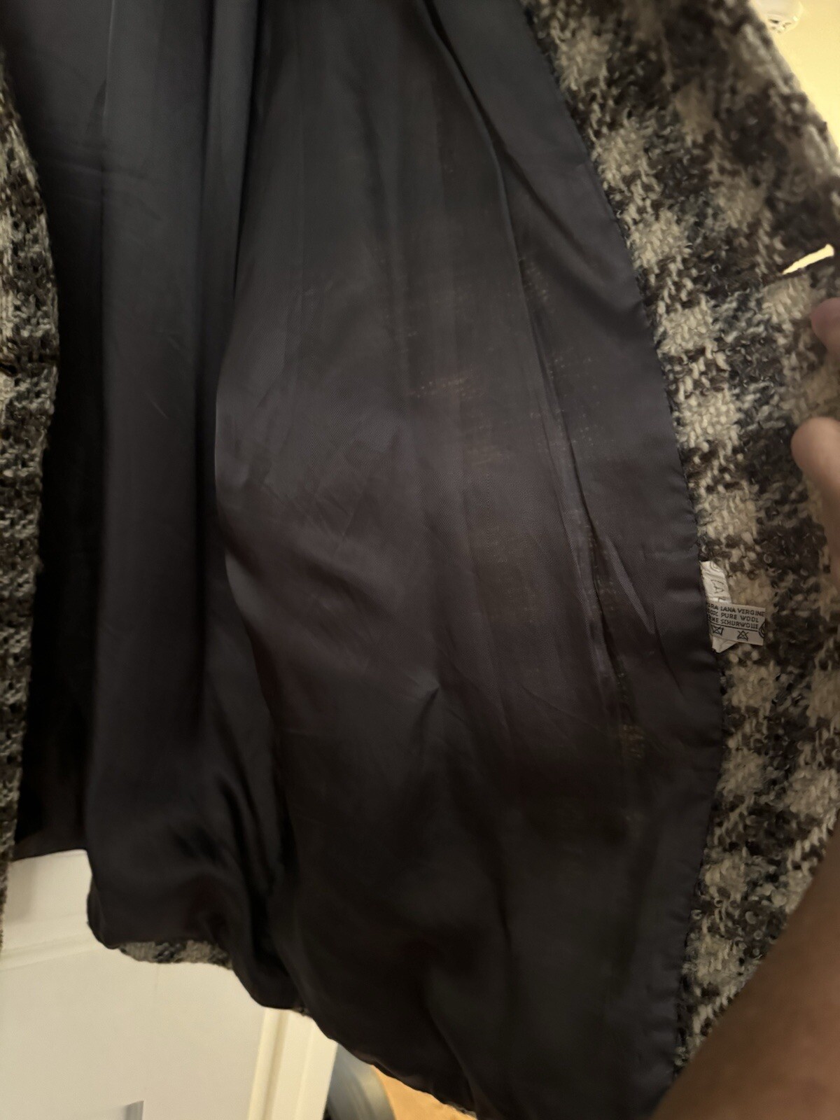 Cool Vintage Women’s Wool Coat – Cream, Black & Taupe Button
