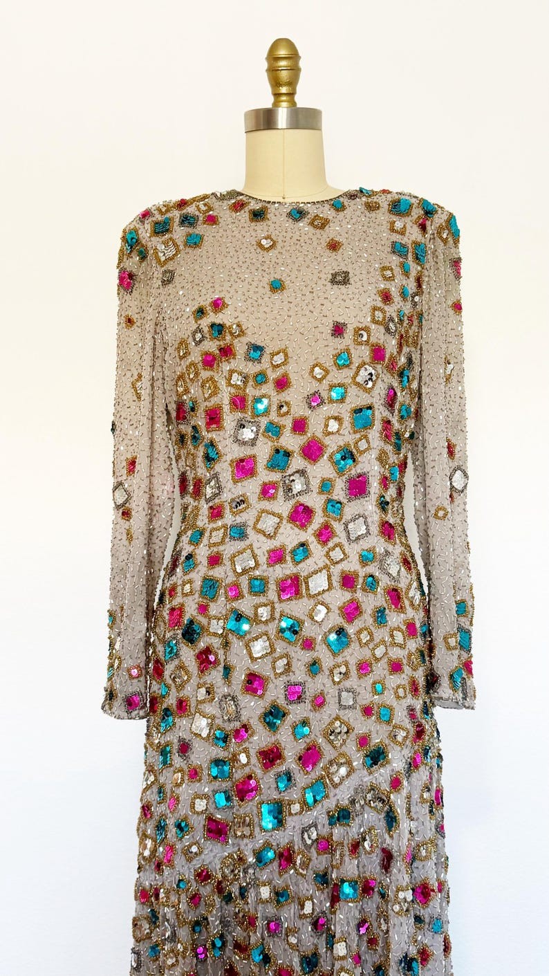 1960s Victoria Royal Gown / 1960s Sequin Gown / 1960s Gown / Size Medium