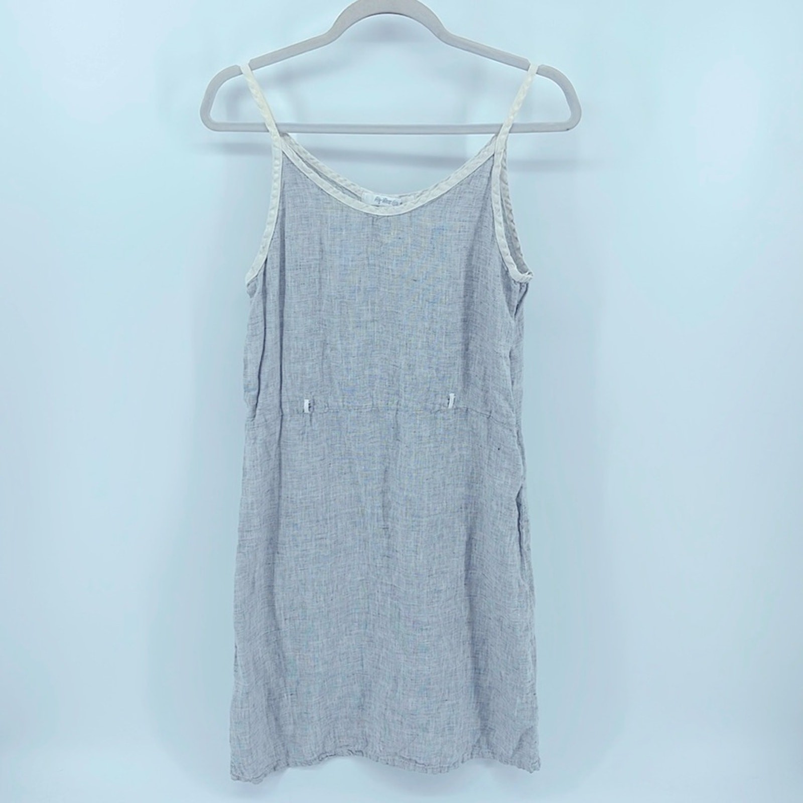 Vintage Aly Wear linen side zip spaghetti strap summer dress sz S