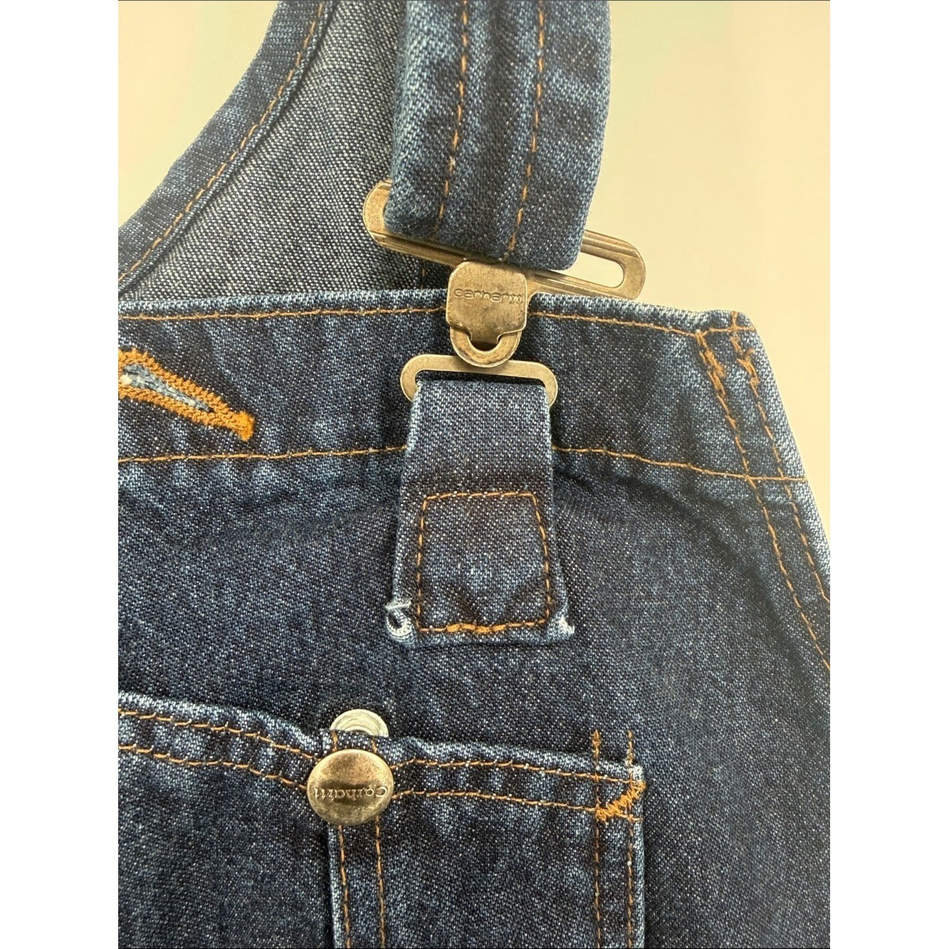 Vintage Carhartt Baggy Denim Overalls Y2K Utility Carpenter 14×28 Best 8/10