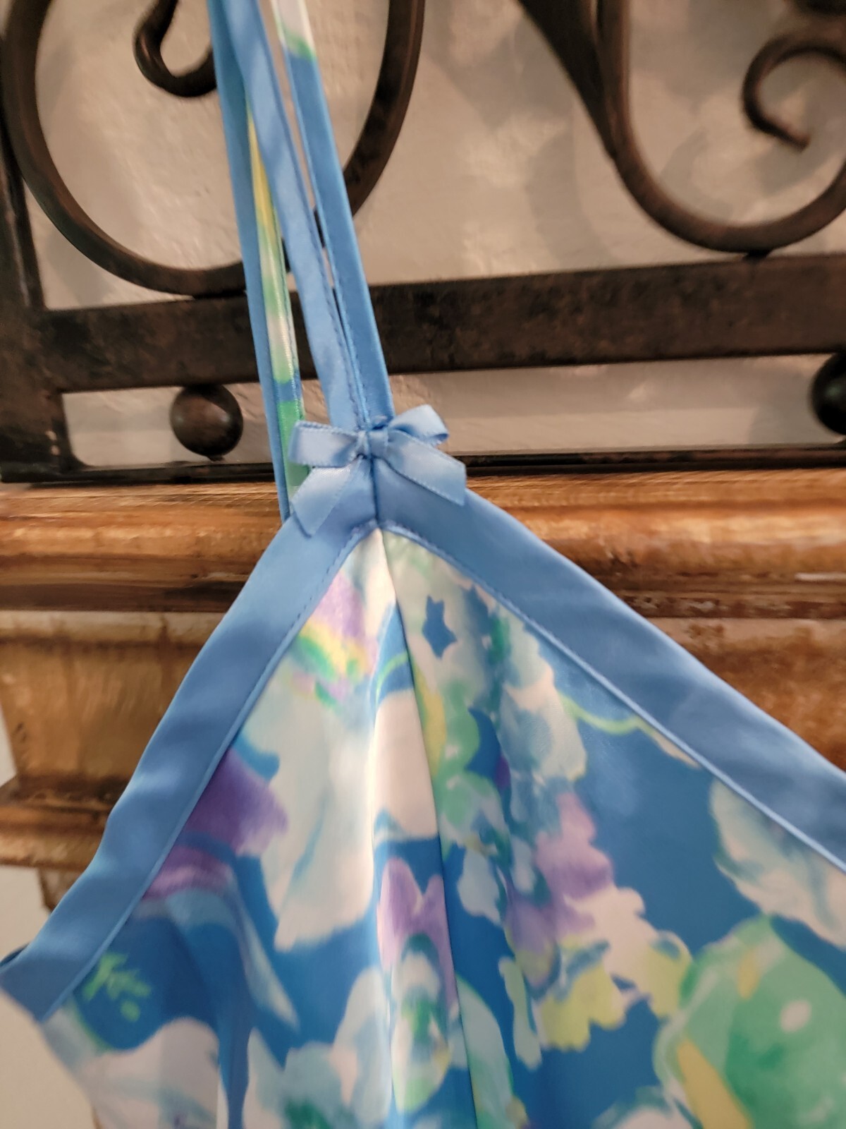 Nightgown Delicates Blue Floral Size L Polyester