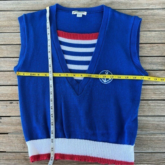 Vintage B.B. Knit Nautical Sailor Knit Skirt Set Medium Red White Blue USA Made