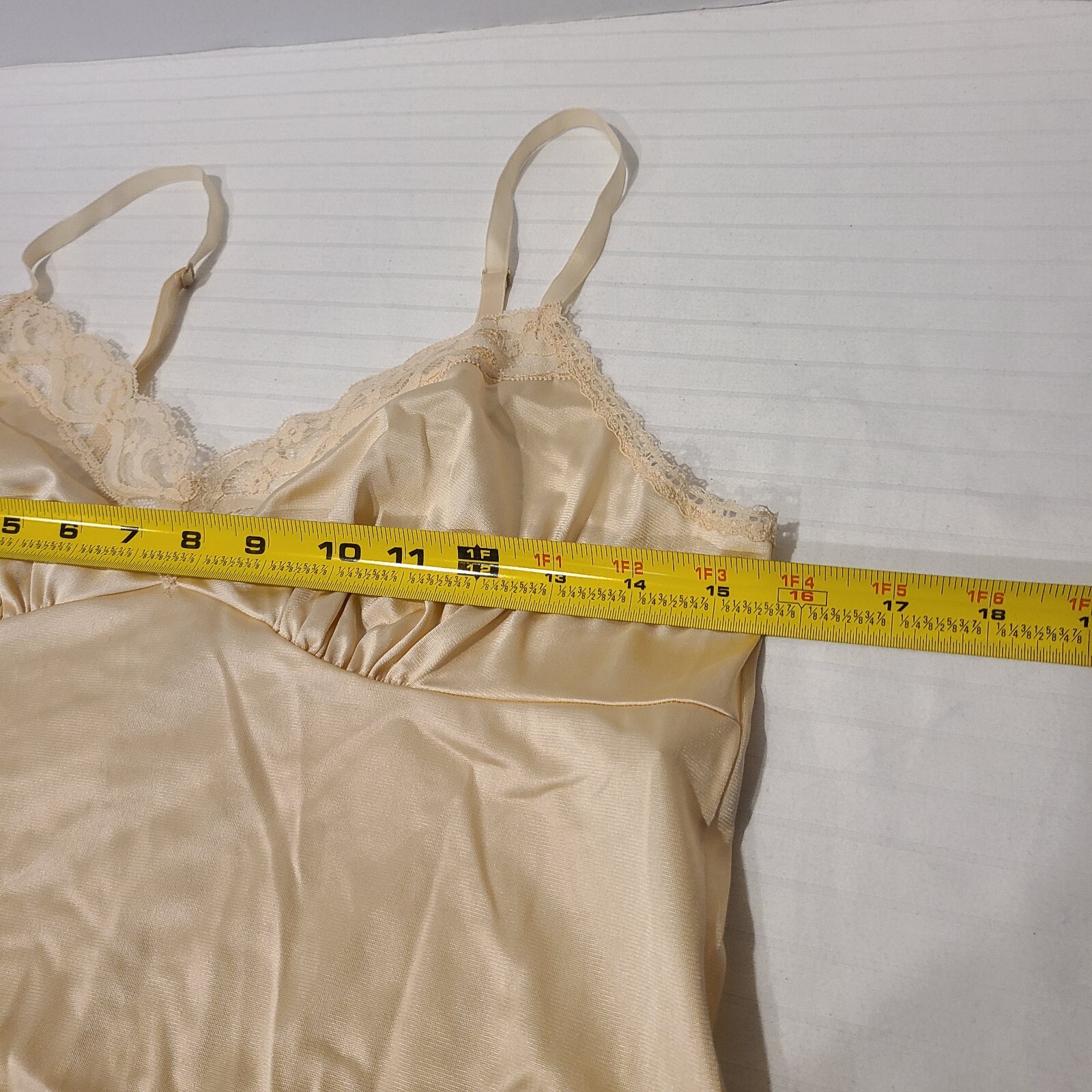 Vanity Fair Womens-Size 36 Nylon Camisole Cami Tank Lace Trim-Nude-Champagne