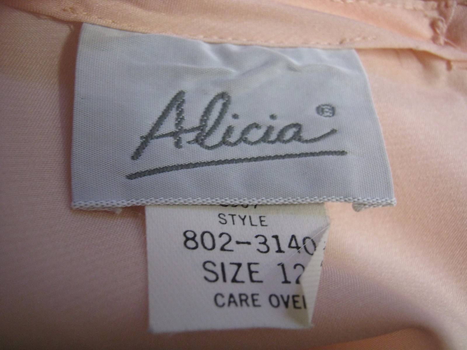 Vintage Alicia Blouse Size 12 Sheer Peach Collarless Career Shell Top