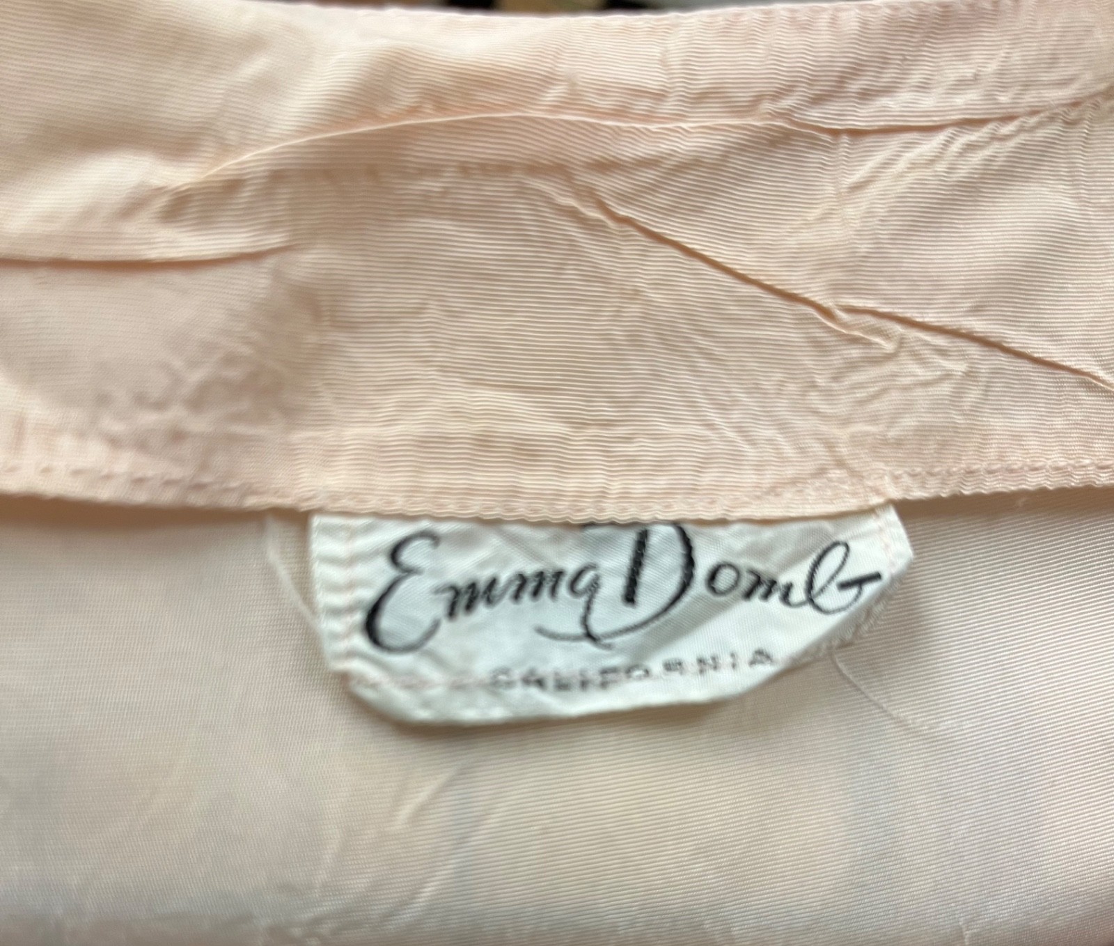 Vintage 1950s Emma Domb Peachy Pink Pearl Grey Cupcake Ball Gown Dress Bust 34
