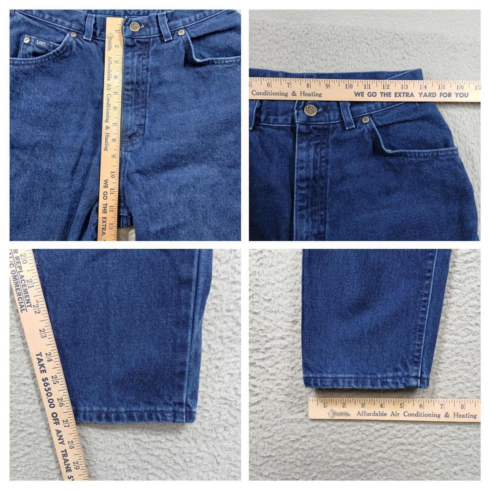 Lee Made in USA High Waist Mom Jeans Tapered Leg 12 Pet Dark Blue Denim EUC