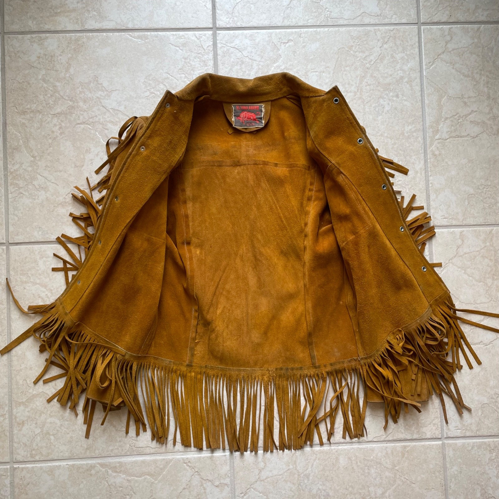 Authentic Vintage 1960s Charro Style Mexican Leather Fringe Jacket XS/Youth