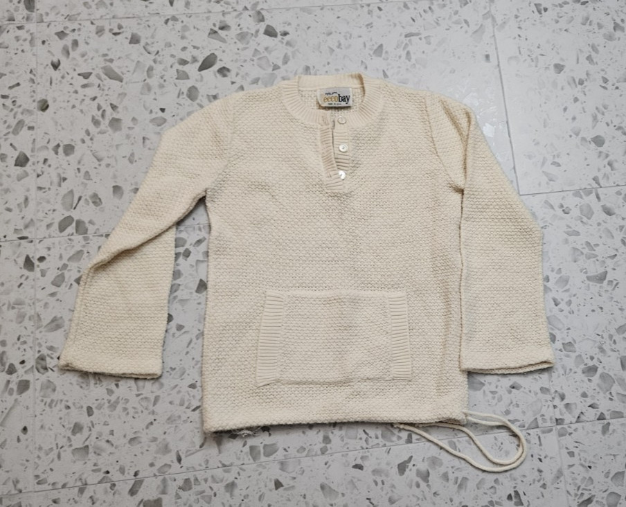 VTG Ecco Bay 1/4 Button Off-White Pullover Knitted Sweater Women’s S