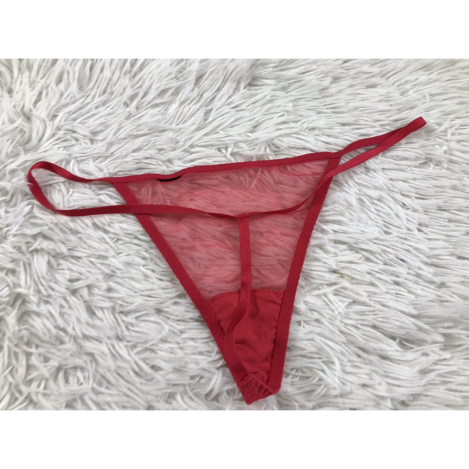 Thong String Soft Mesh Panty Red Underwear Sz LG NWOT