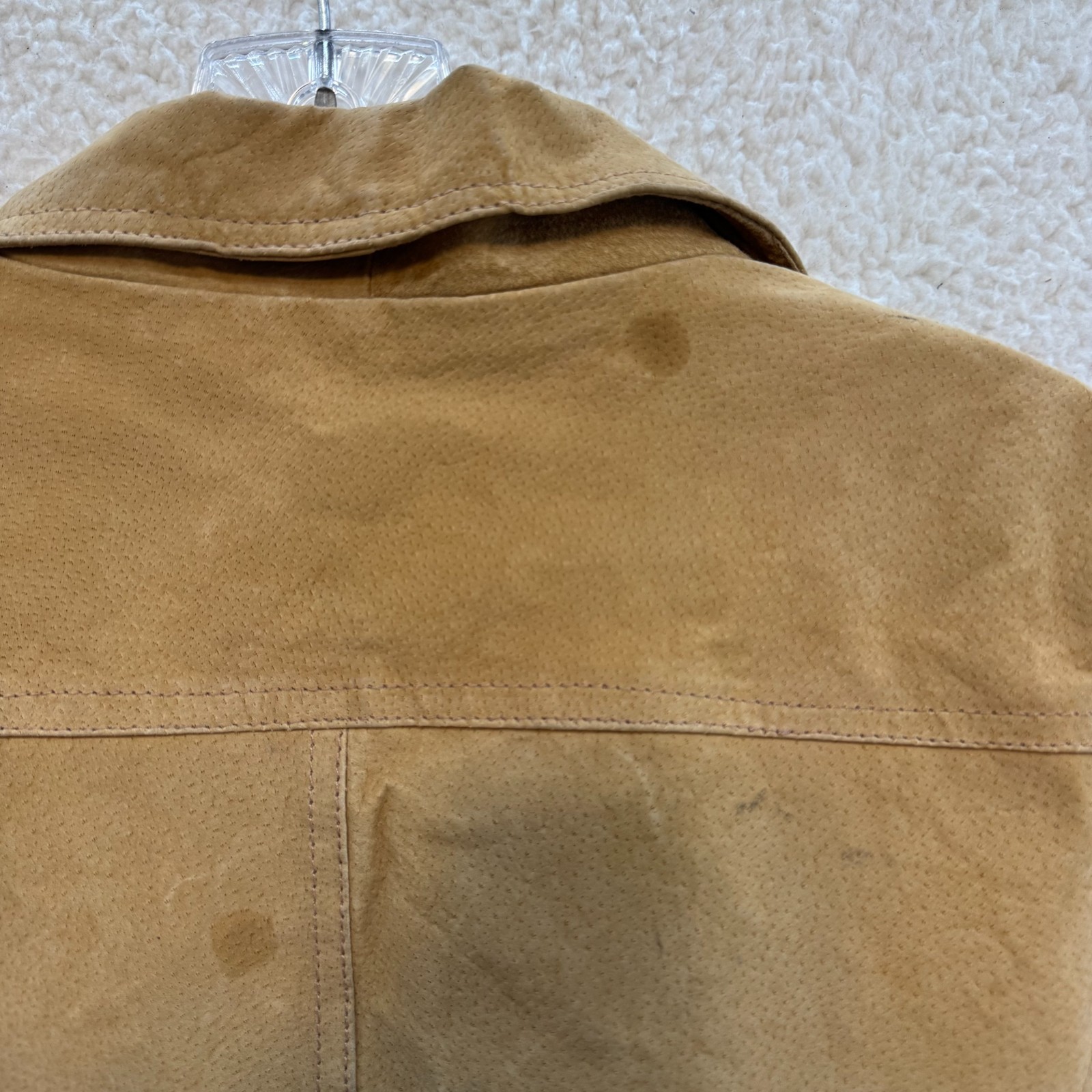 Y2K Vintage Suede Leather Jacket Small Medium Tan Khaki Beige Button Up