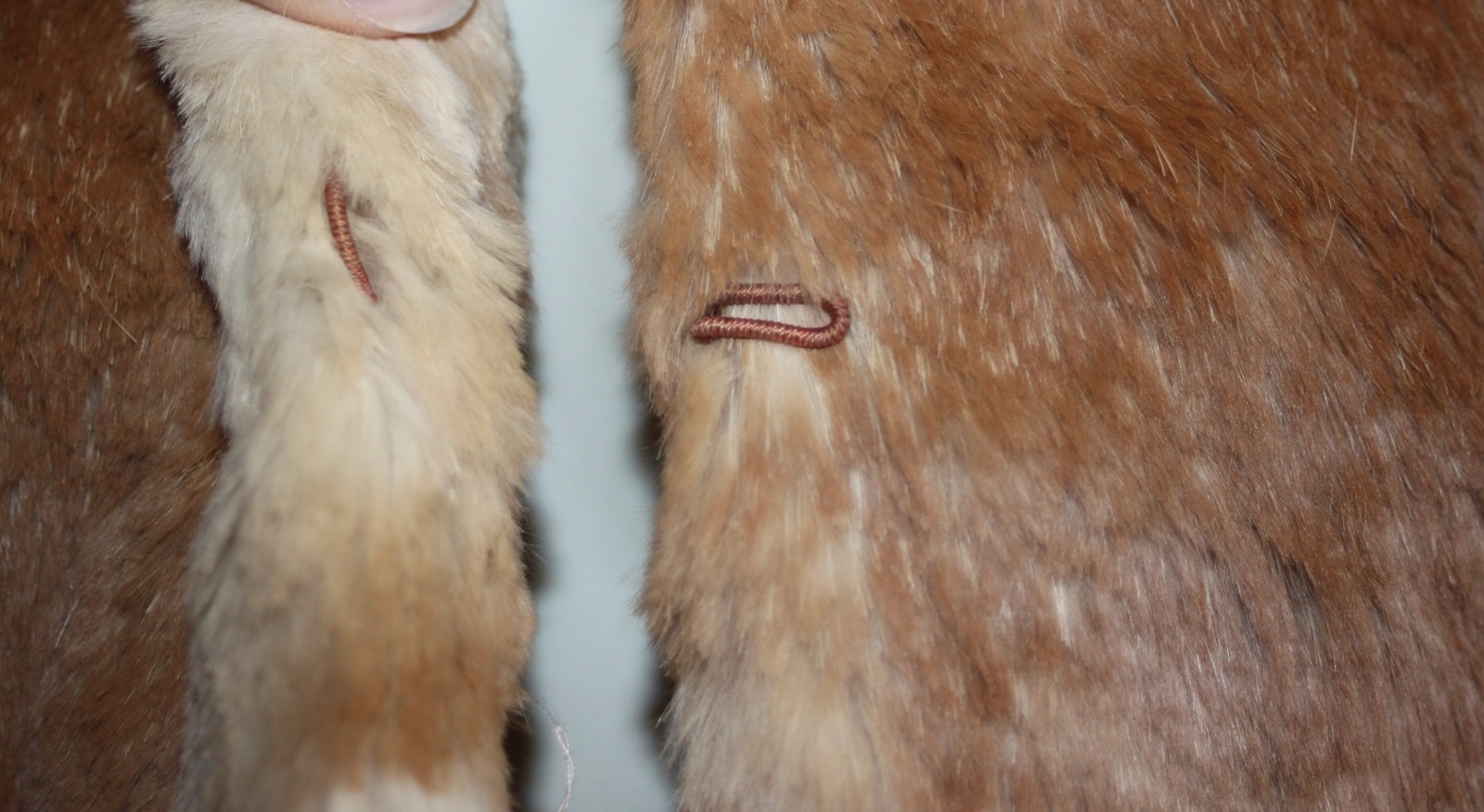 Vtg Fur Coat Rabbit Real Soft Plush Lined Genuine Brown Tan Pockets Retro Mod S