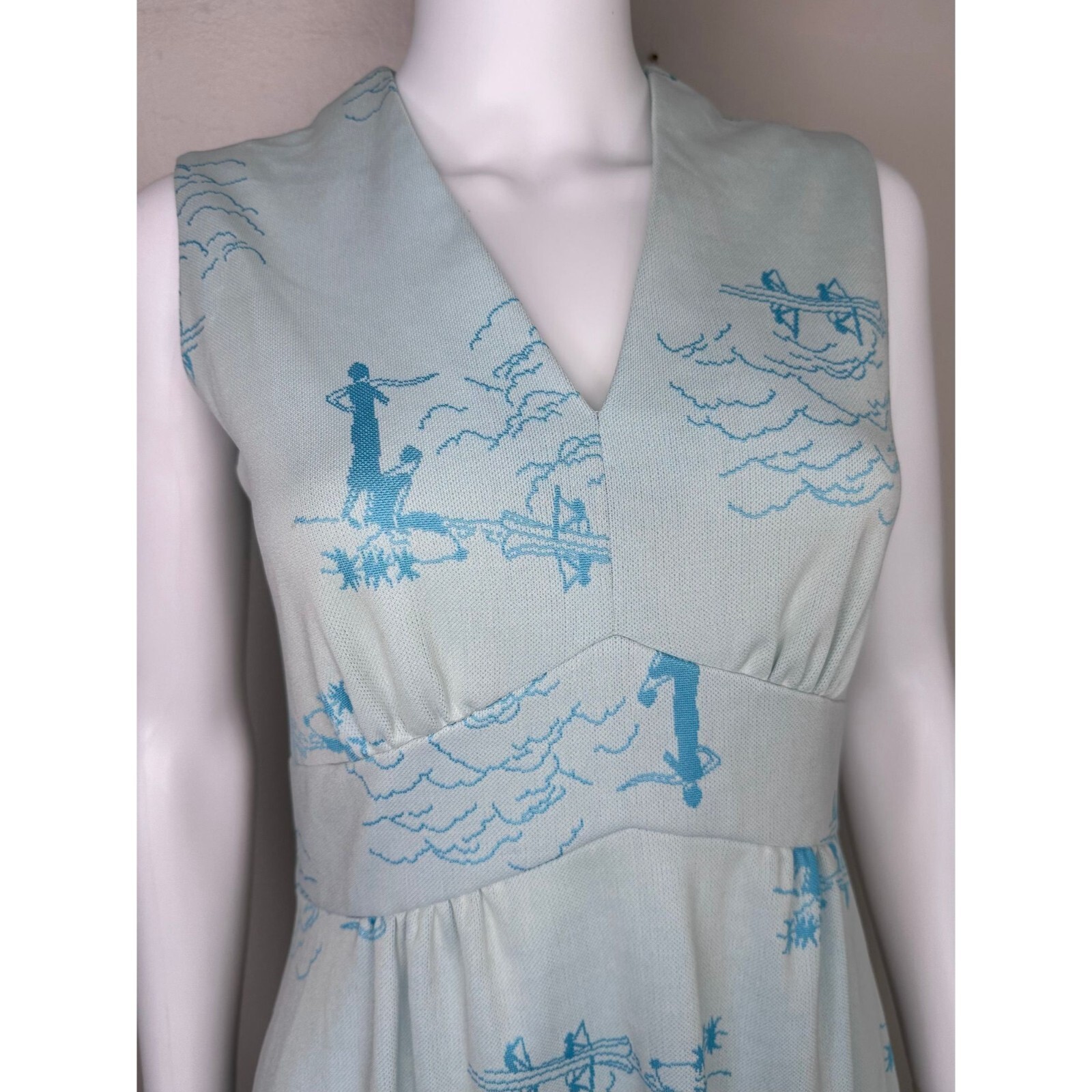 Vintage 1970s Novelty Knit Maxi Dress 70s Leslie Faye Knits Trevira Star Flapper