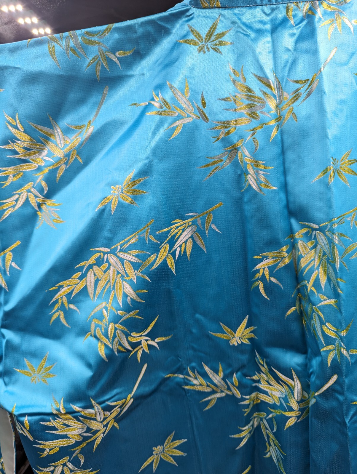 Vintage Joli Blue Silk Kimono w/ Embroidery Made in Japan size Small