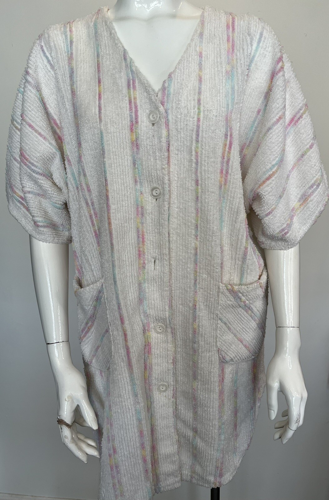 Vintage Terry Cloth Chenille Dress Beach Cover Up 60s Mod USA Made CrownTuft M