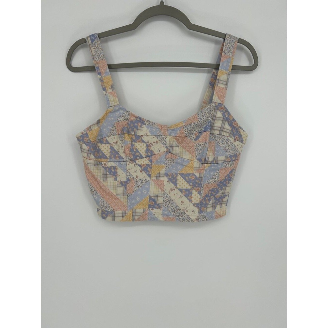 Forever 21 Patchwork Floral Cottagecore Pastel Crop Top Size Medium Coquette