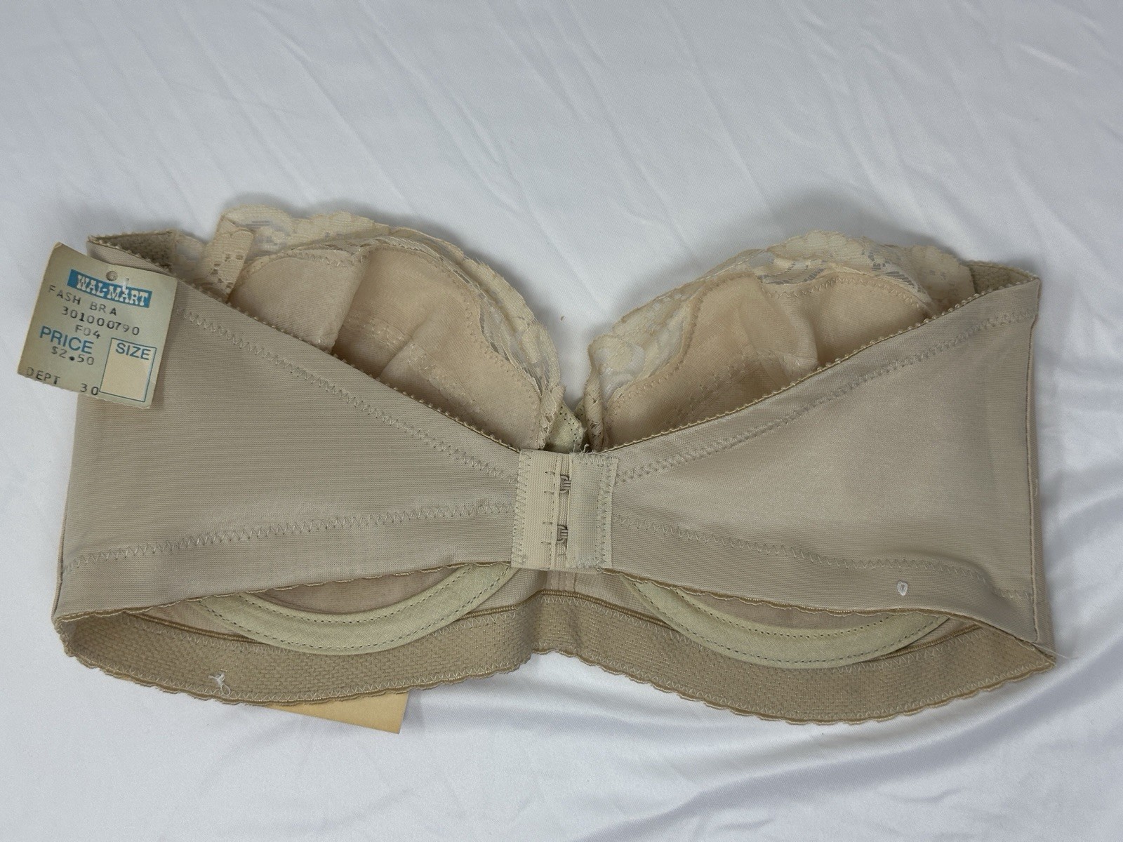 Vintage Strapless Underwire Bra Gelmart 36C Beige Ivory Lace Seamless NWT #C147
