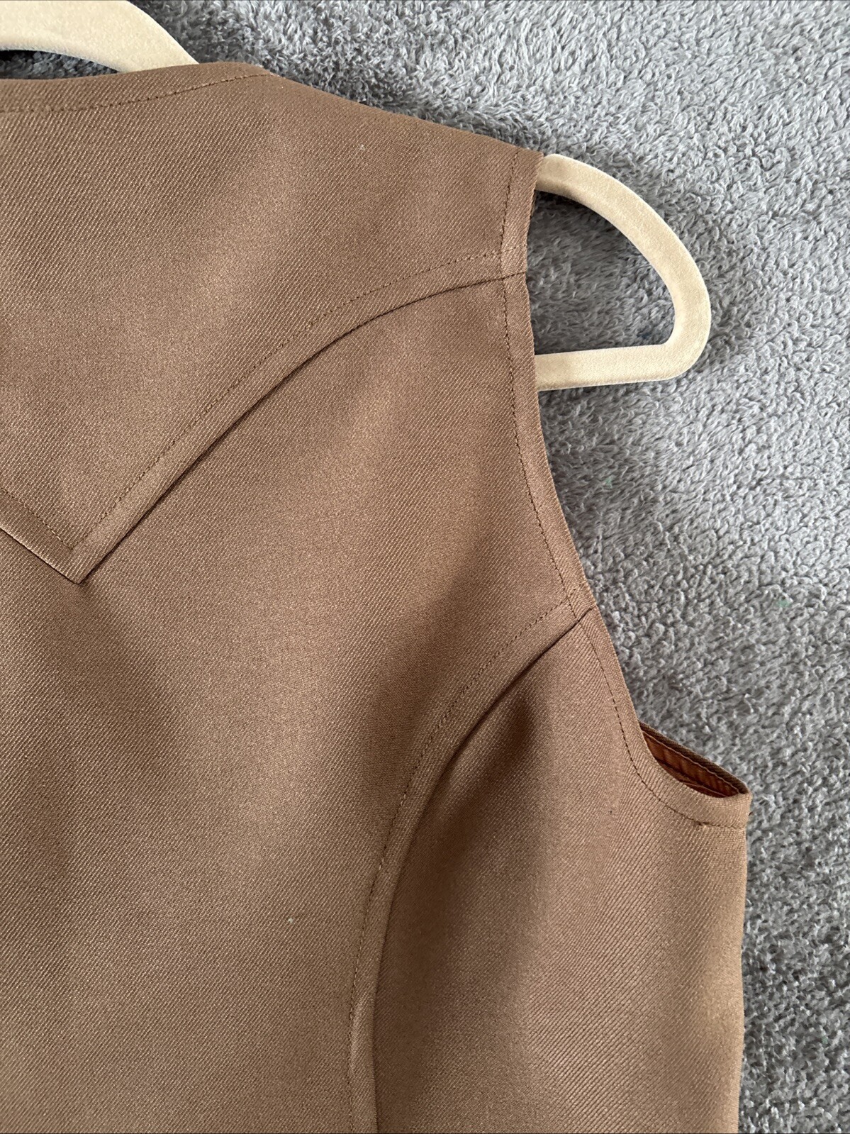 Lady Dickson Jenkins Vest 1970s Vintage Beige Button Front Fitted USA Made SNL
