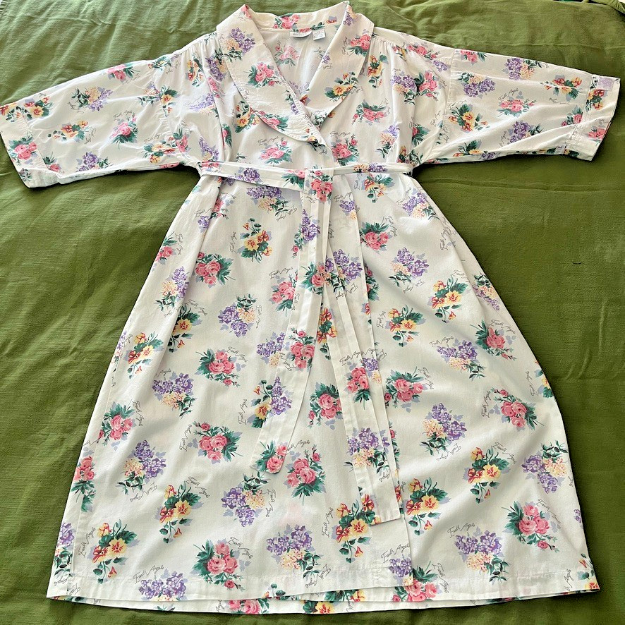 Earth Angels Wrap Robe Womens P/S Floral Cotton Vintage 80s Cottagecore