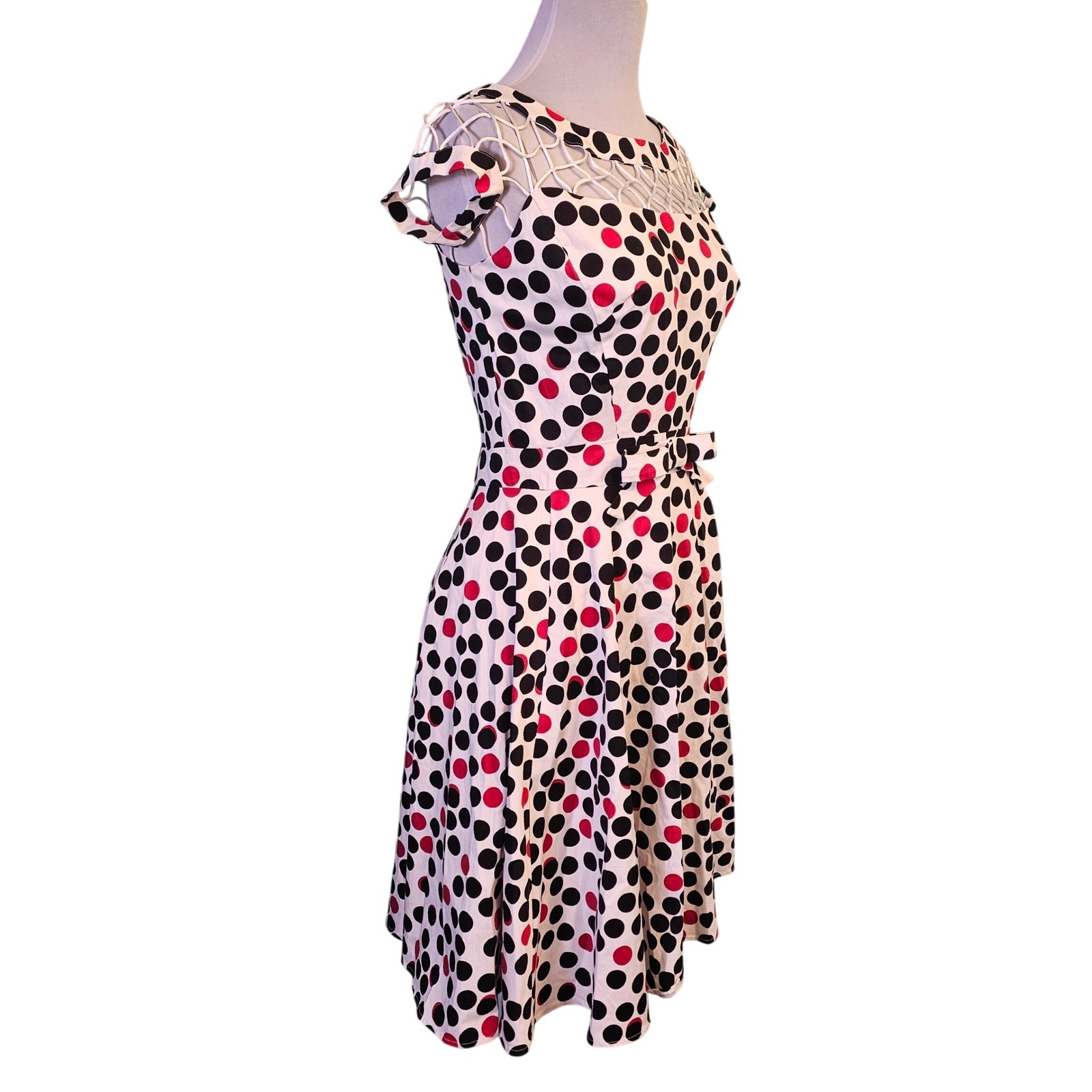 Tatyana Alika Polka Dot Fit Flare Dress XL Retro Rockabilly Pinup