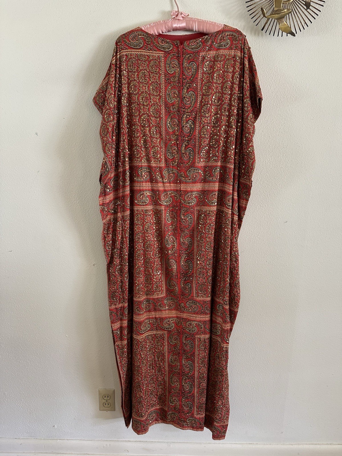 1960s Tipicano Sequined Caftan Hostess Dress Maxi Tunic Resort Sparkle 70s VTG