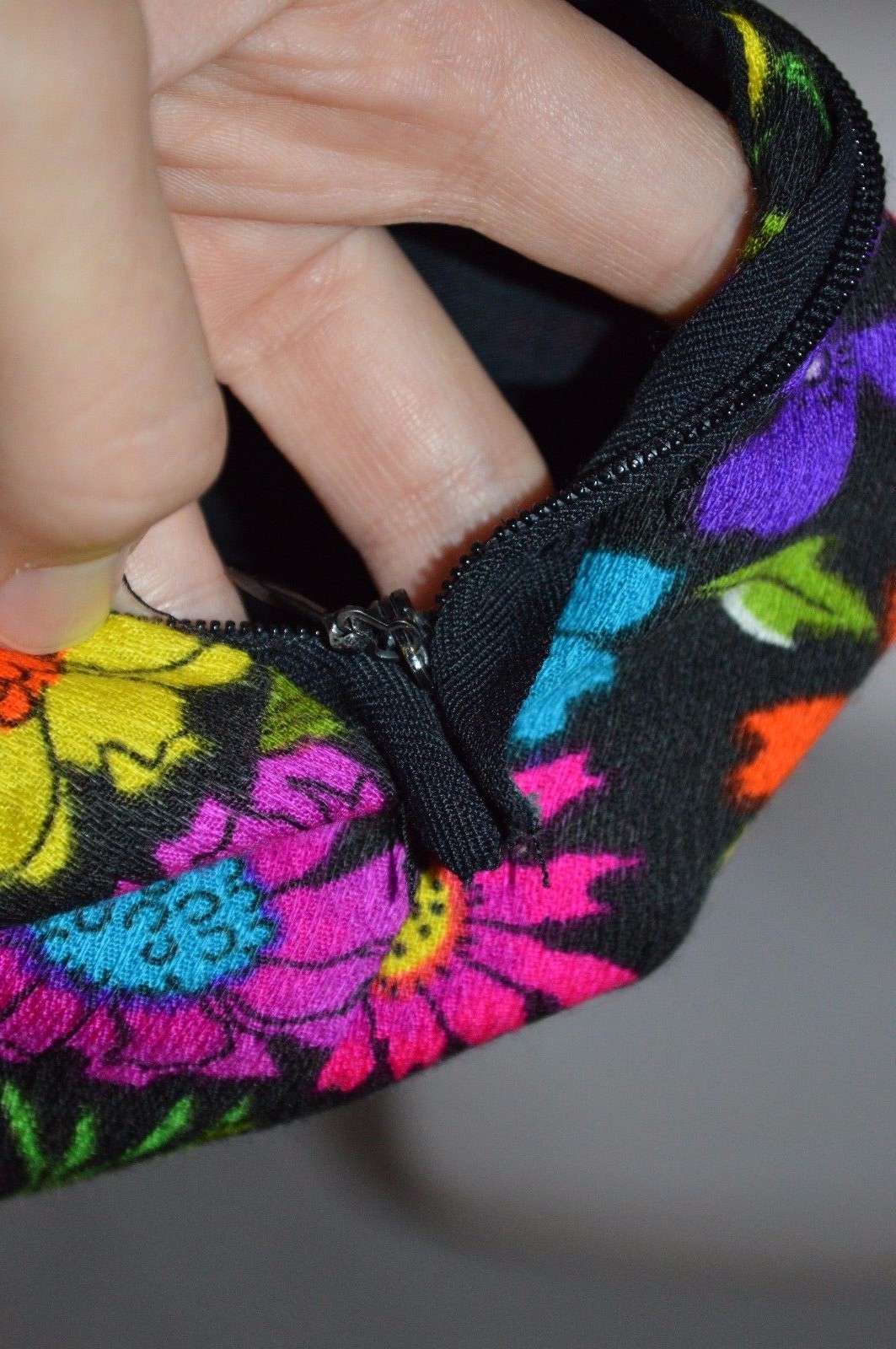 Vintage Black Multi-Color Floral Hand-Made Hawaiian Long Dress See Measurements