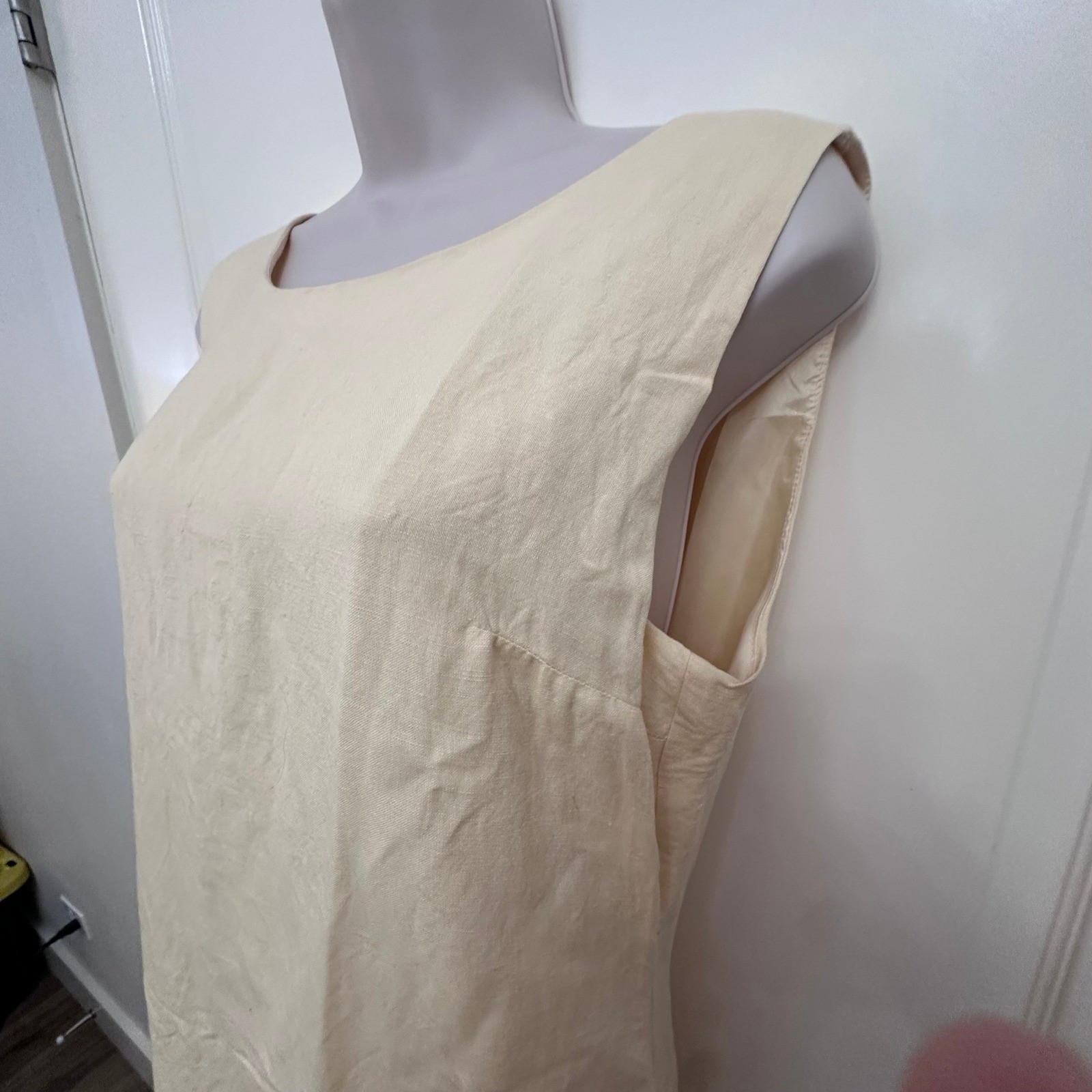 Coldwater Creek Womens 10 Butter Yellow Linen Dress Jacket Suit Ruffle