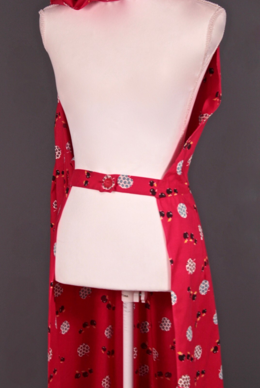VTG Womens 50s Novelty Red Apple Print Wrap Dress Sz M 1950s Don-About Nelly Don