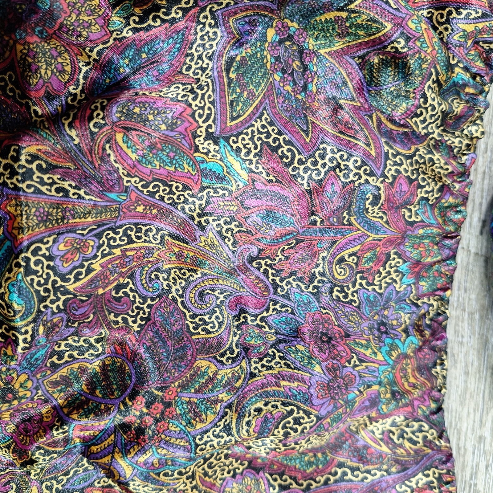 Vintage New W/ Tags Flutter & String Bikini Panties Shiny Floral Satin Sedu Sz 7