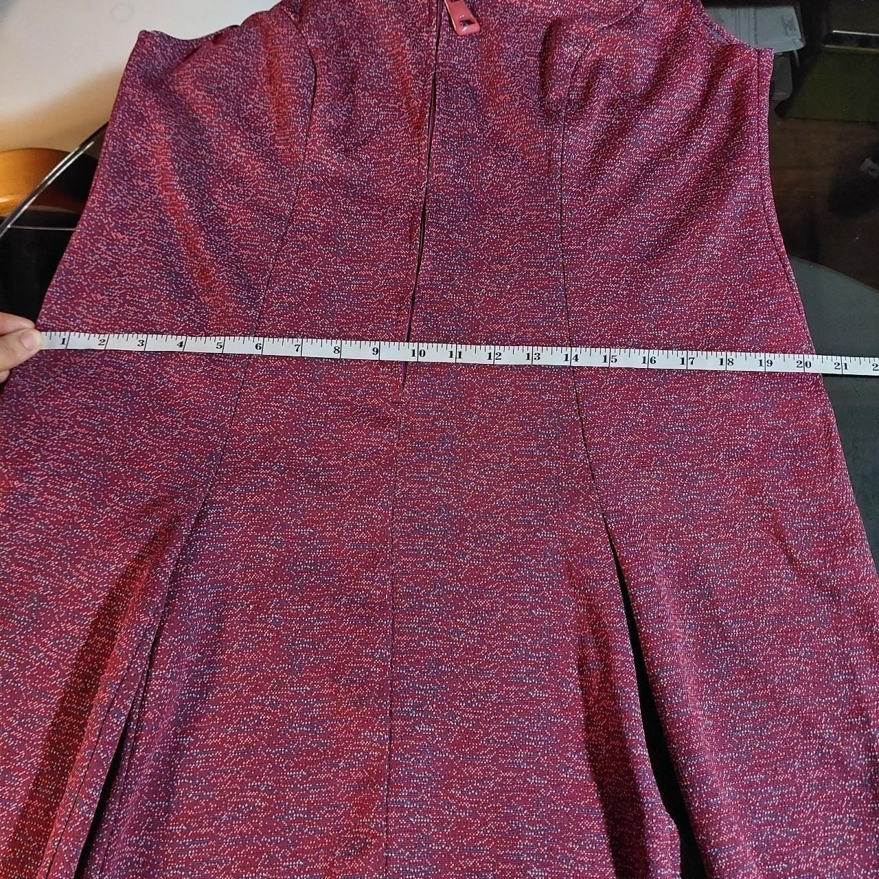Vintage red, blue, and white zip house dress