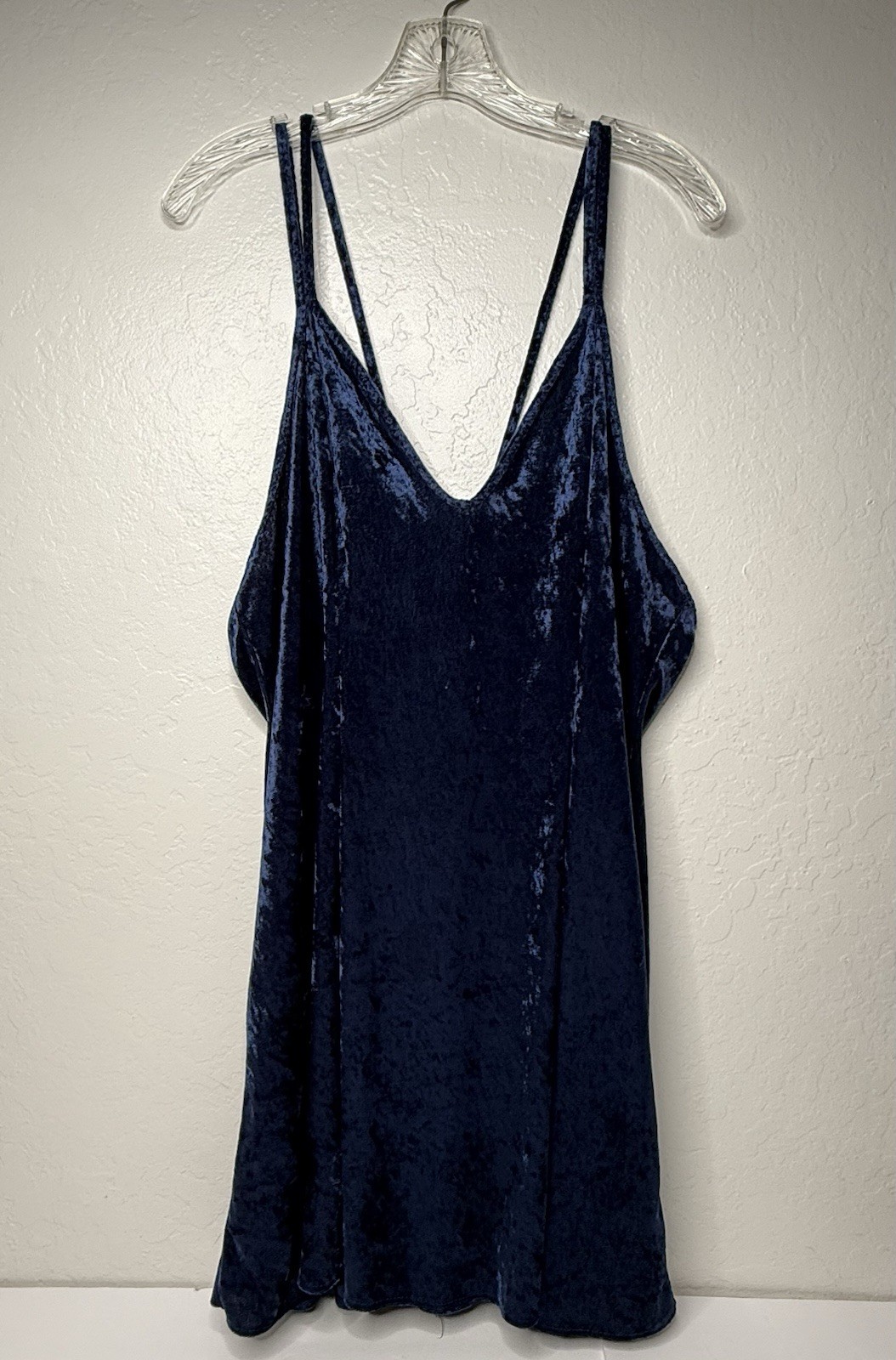 Vintage Petra Fashions Blue Velvet Short Chemise Babydoll Nightgown Women Sz 1X