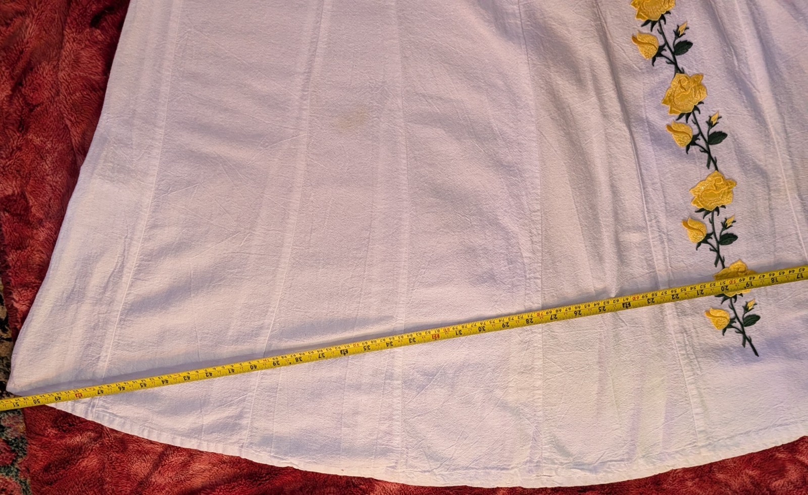 OOAK White Cotton VTG Maxi Dress Sz S Yellow Rose Appliques Cottagecore Boho