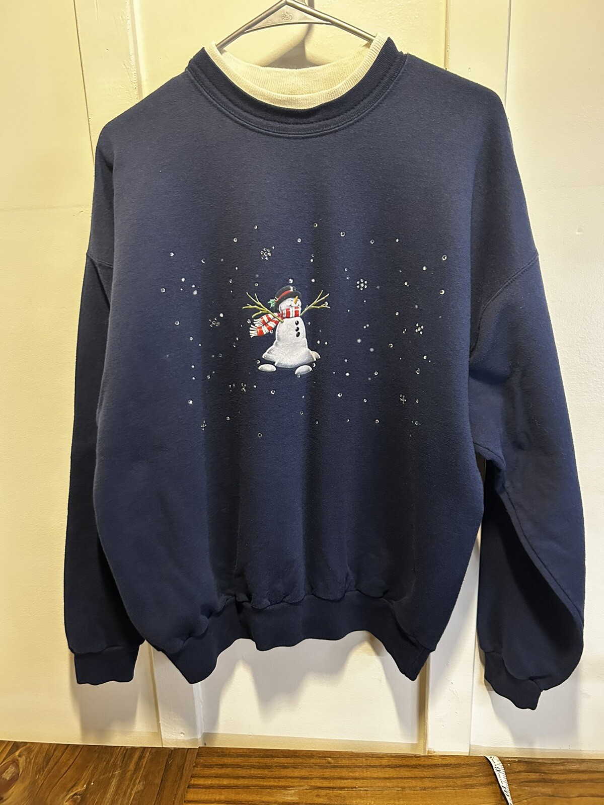 Vintage Morning Sun Cottage Grandma Core Christmas Sweatshirt Sz Large Snowman