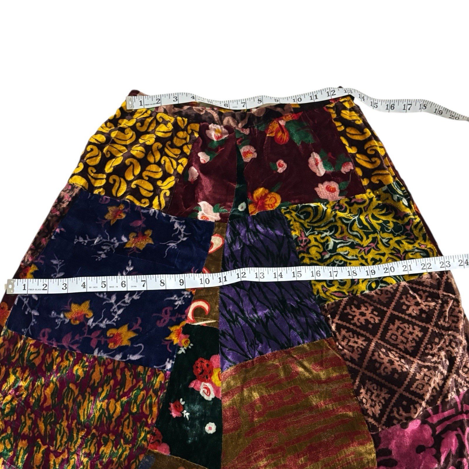 John Meyer of Norwich RARE Vintage 70’s Velvet Patchwork maxi skirt size 12